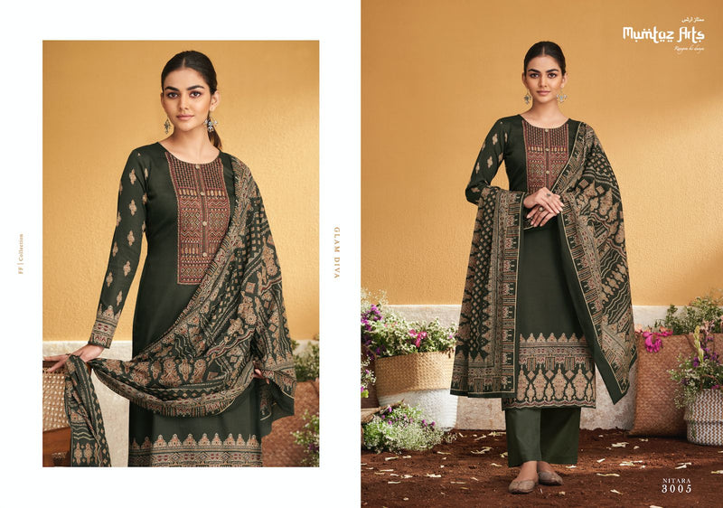 Mumtaz Arts Nitara Jam Satin Print With Embroidery Work Salwar Suits