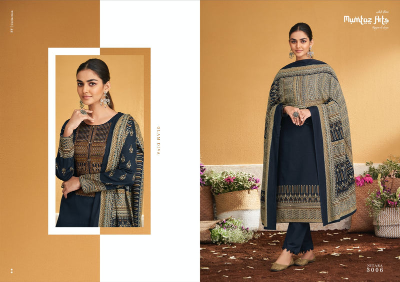 Mumtaz Arts Nitara Jam Satin Print With Embroidery Work Salwar Suits