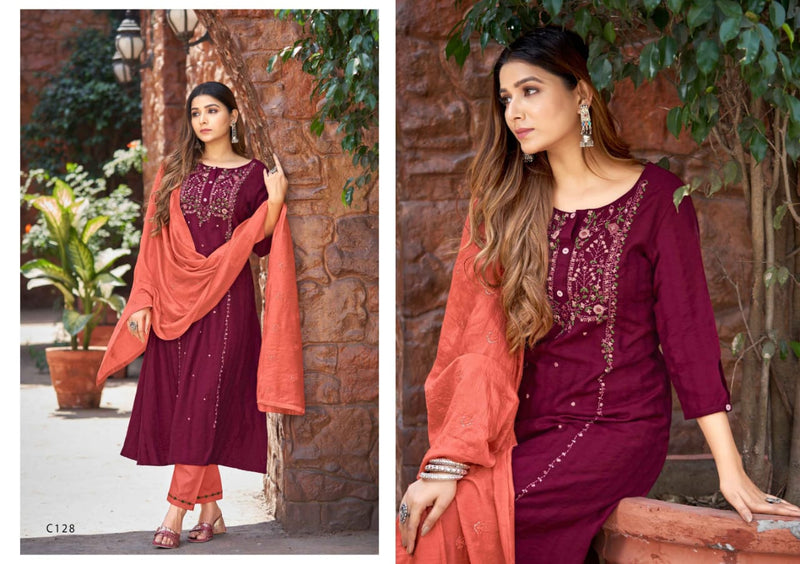 Kalaroop Kajree Fashion Nitara Viscose Fancy Hand Work Designer Ready Made Suits