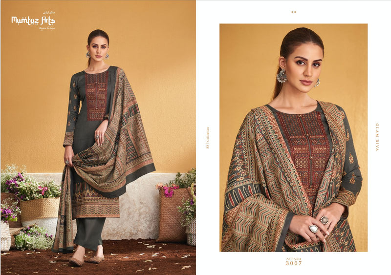 Mumtaz Arts Nitara Jam Satin Print With Embroidery Work Salwar Suits