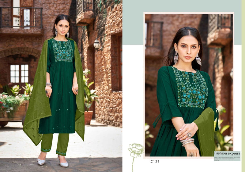 Kalaroop Kajree Fashion Nitara Viscose Fancy Hand Work Designer Ready Made Suits