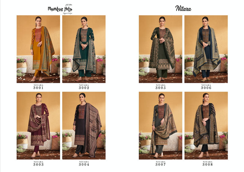 Mumtaz Arts Nitara Jam Satin Print With Embroidery Work Salwar Suits