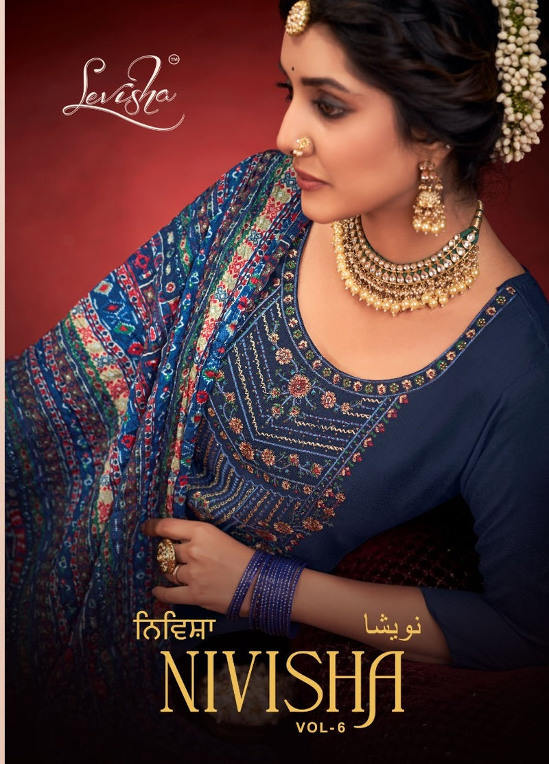 Levisha Nivisha Vol 6 Rayon With Embroidery Salwar Suits