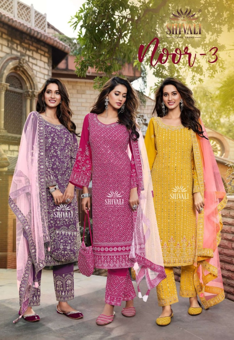 Shivali Noor Vol 3 Fancy Straight Cut Beautiful Printed Suits Collection