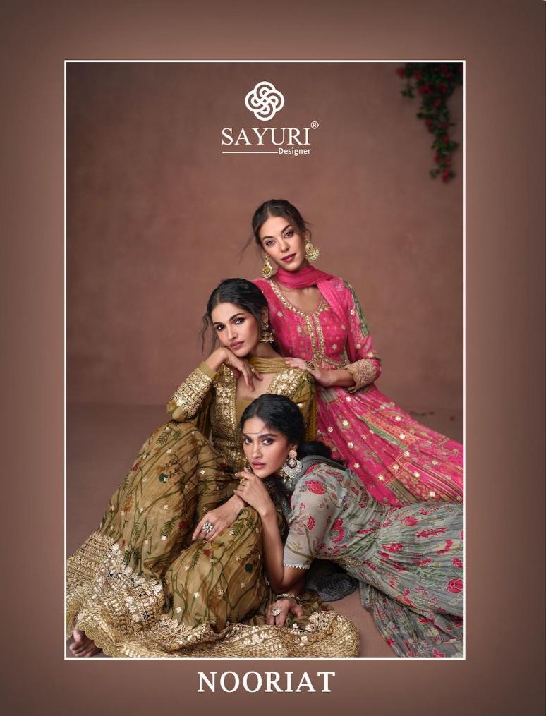 Sayuri Designer Nooriat Organza Long Party Wear Gown With Dupatta