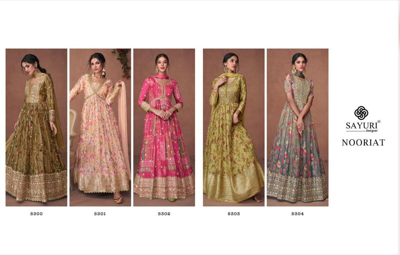 Sayuri Designer Nooriat Organza Long Party Wear Gown With Dupatta
