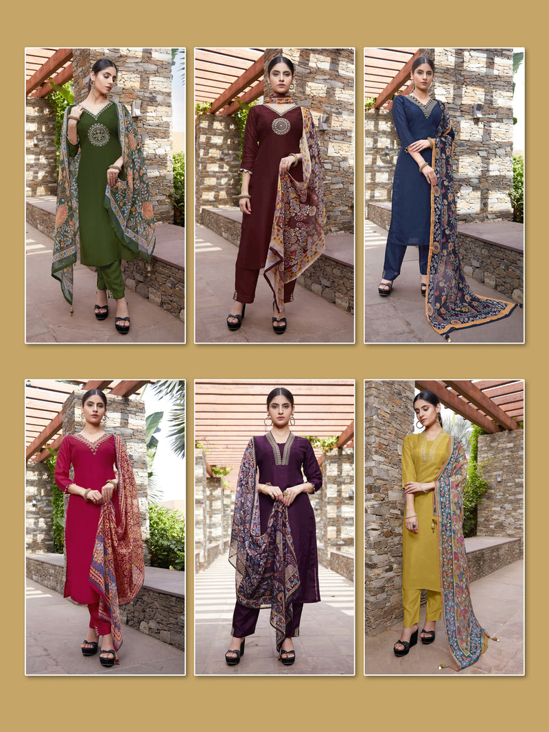 Ossm Noorie Viscose Fancy Work Designer Kurti With Bottom Collection
