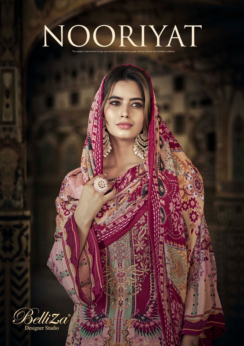 Belliza Designer Studio Nooriyat Crepe With Exclusive Embroidery Suit Collection