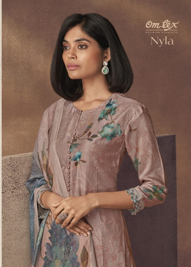 Omtex Nyla Muslin Digital Print With Heavy Designer Work Suits