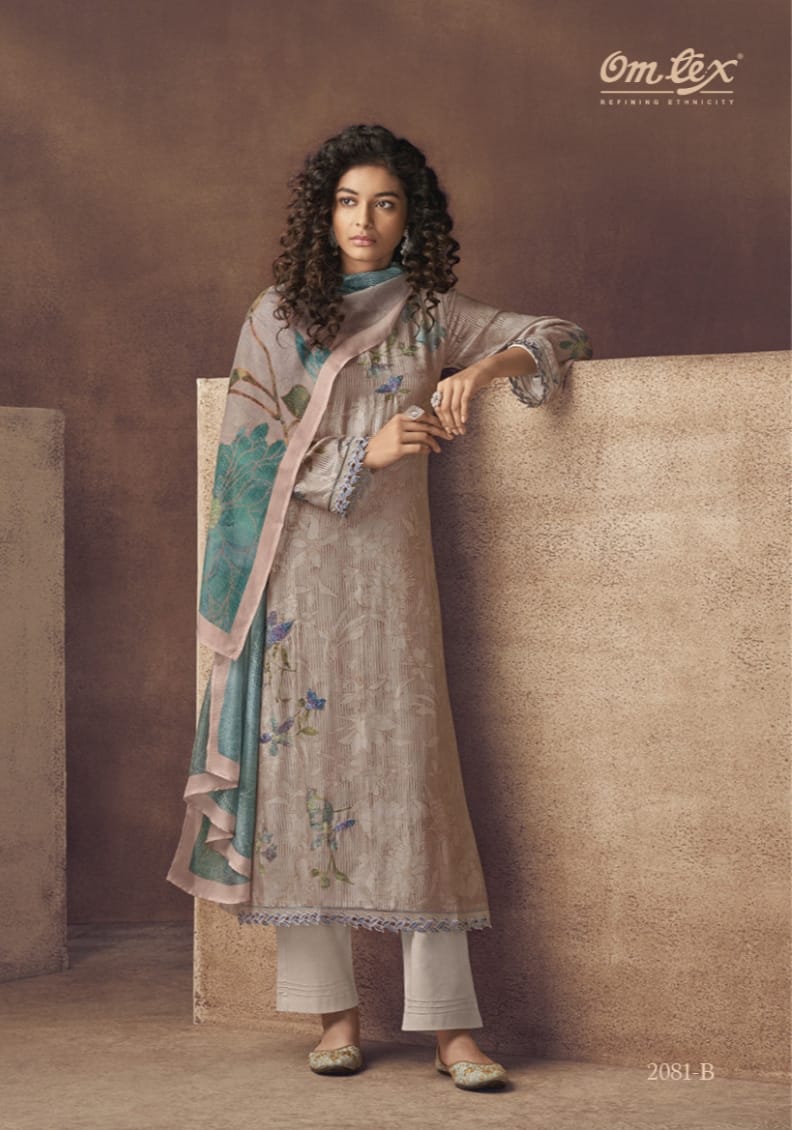 Omtex Nyla Muslin Digital Print With Heavy Designer Work Suits