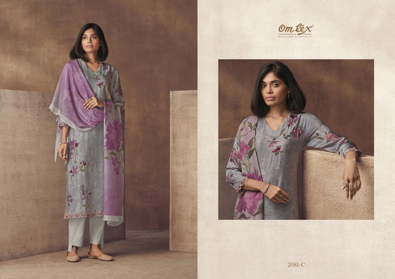 Omtex Nyla Muslin Digital Print With Heavy Designer Work Suits