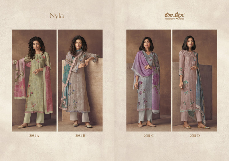 Omtex Nyla Muslin Digital Print With Heavy Designer Work Suits