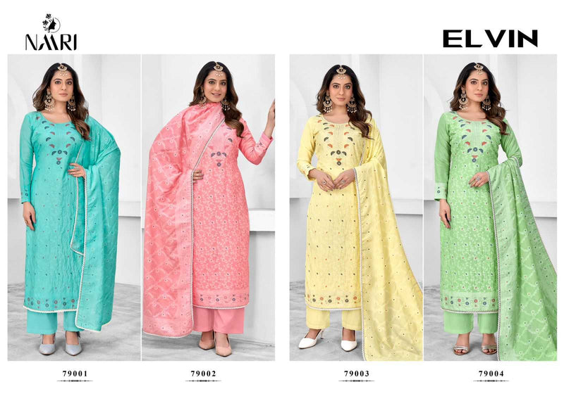 Naari Elvin Pure Muslin Dola Jacquard Siroski Work Fancy Salwar Suit