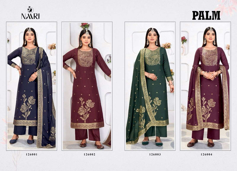 Naari Palm Pure Muslin Jacquard Khatli Handwork Salwar Kameez