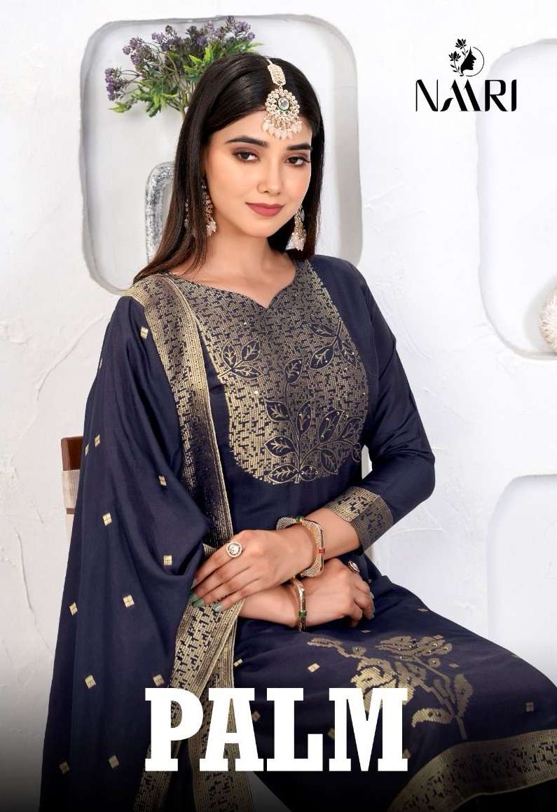 Naari Palm Pure Muslin Jacquard Khatli Handwork Salwar Kameez