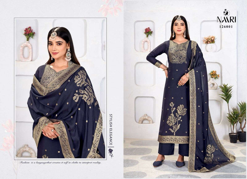 Naari Palm Pure Muslin Jacquard Khatli Handwork Salwar Kameez