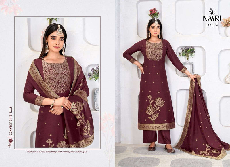 Naari Palm Pure Muslin Jacquard Khatli Handwork Salwar Kameez