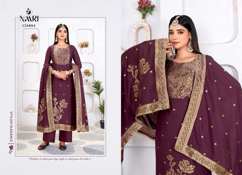 Naari Palm Pure Muslin Jacquard Khatli Handwork Salwar Kameez