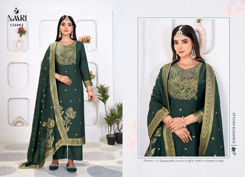 Naari Palm Pure Muslin Jacquard Khatli Handwork Salwar Kameez