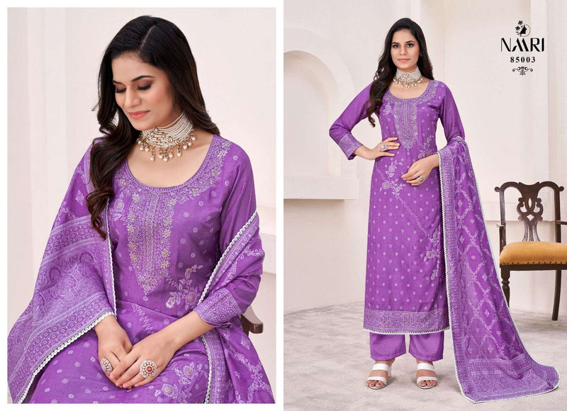 Naari Siraz Muslin Jacquard  Swarovski Work Digital Printed Salwar Kameez