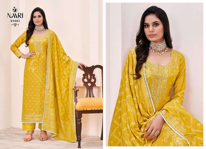 Naari Siraz Muslin Jacquard  Swarovski Work Digital Printed Salwar Kameez