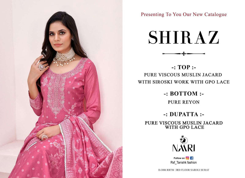 Naari Siraz Muslin Jacquard  Swarovski Work Digital Printed Salwar Kameez