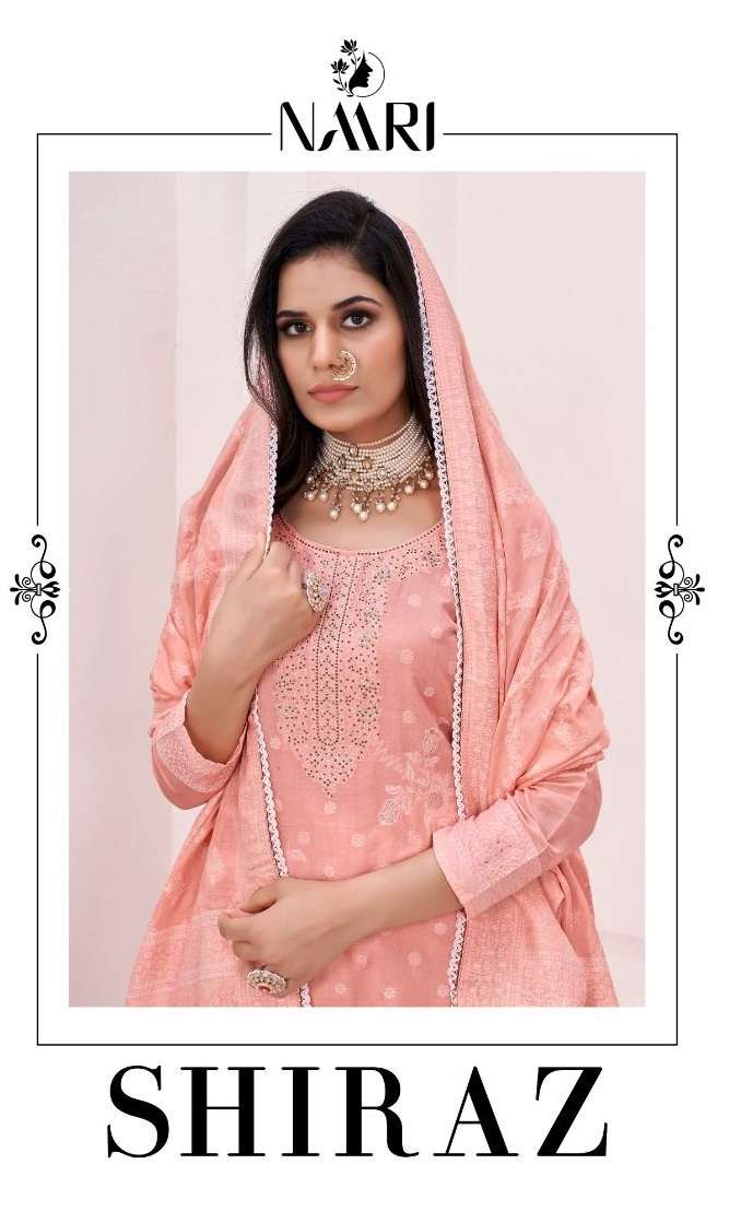 Naari Siraz Muslin Jacquard  Swarovski Work Digital Printed Salwar Kameez
