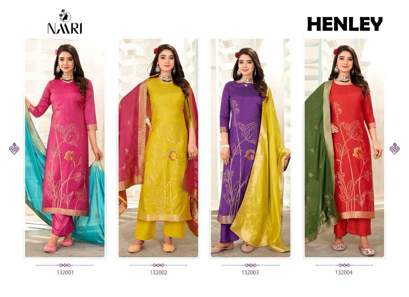 Naari Henley Pure Muslin Jacquard Khatli Handwork Salwar Kameez