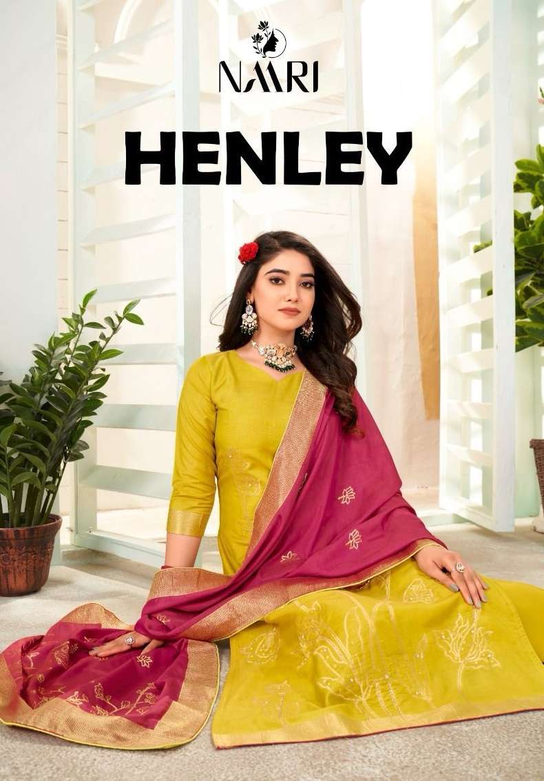 Naari Henley Pure Muslin Jacquard Khatli Handwork Salwar Kameez