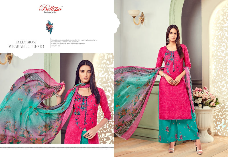 Belliza Designer Studio Nafisa Cotton Print With Fancy Embroidery Work Suits