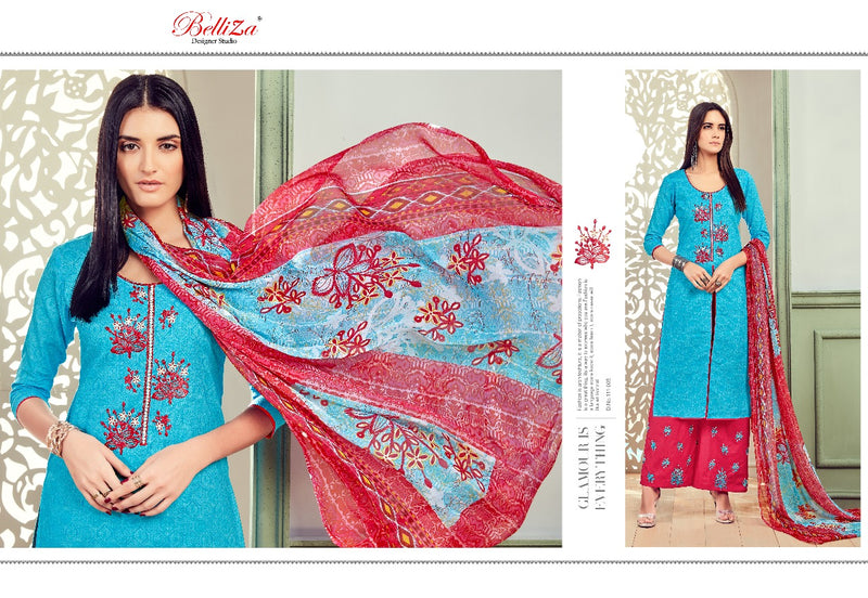 Belliza Designer Studio Nafisa Cotton Print With Fancy Embroidery Work Suits