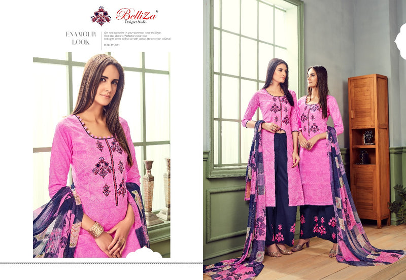 Belliza Designer Studio Nafisa Cotton Print With Fancy Embroidery Work Suits