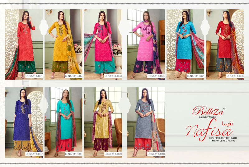 Belliza Designer Studio Nafisa Cotton Print With Fancy Embroidery Work Suits