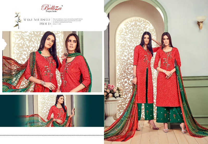 Belliza Designer Studio Nafisa Cotton Print With Fancy Embroidery Work Suits