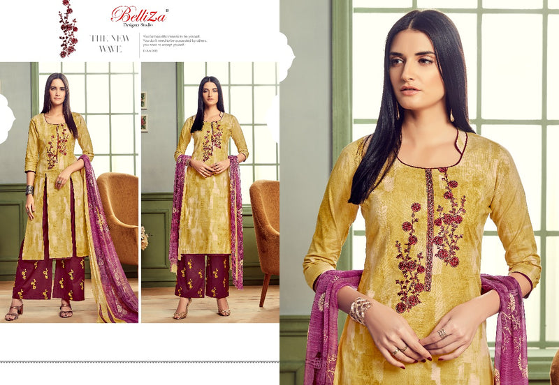 Belliza Designer Studio Nafisa Cotton Print With Fancy Embroidery Work Suits