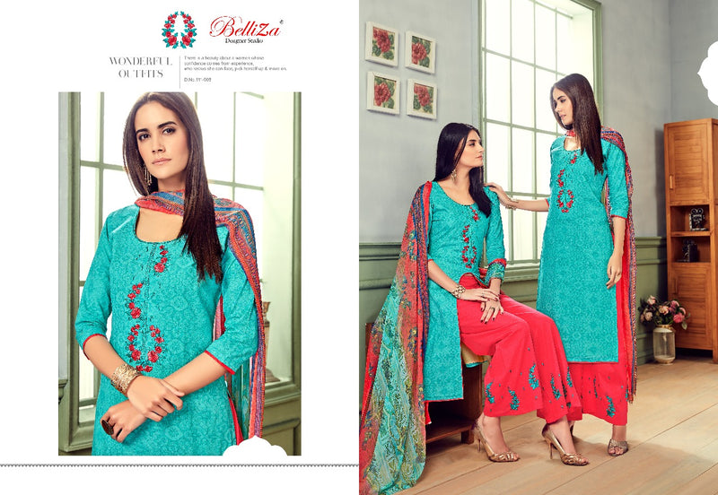 Belliza Designer Studio Nafisa Cotton Print With Fancy Embroidery Work Suits
