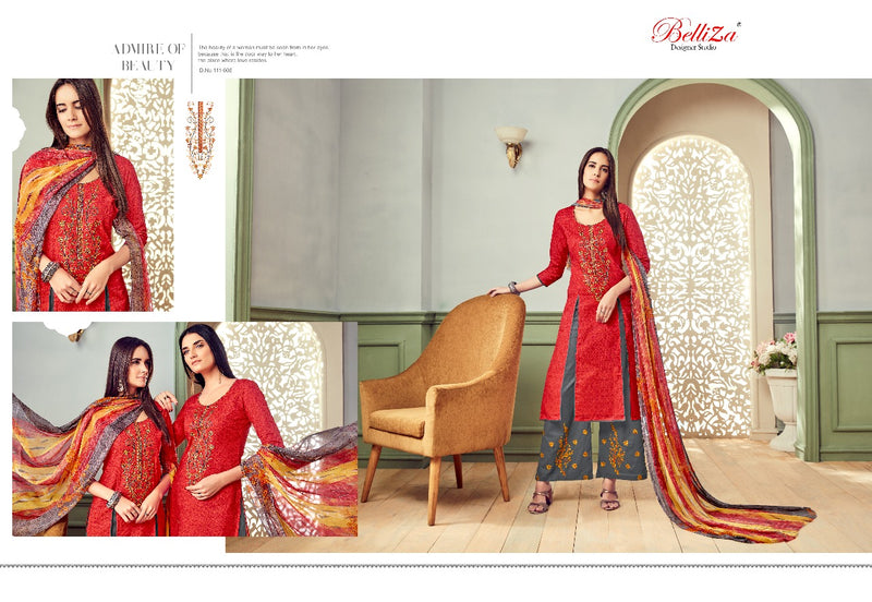 Belliza Designer Studio Nafisa Cotton Print With Fancy Embroidery Work Suits