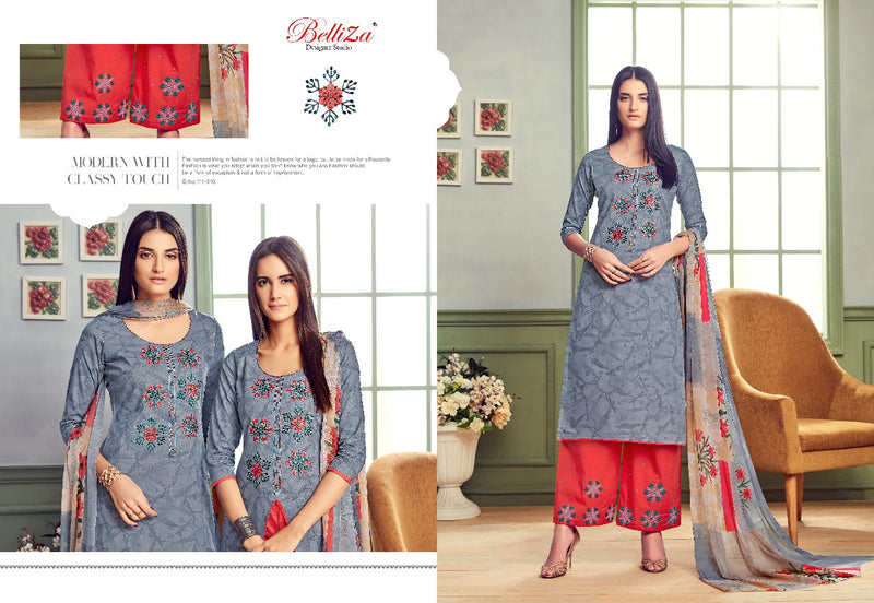 Belliza Designer Studio Nafisa Cotton Print With Fancy Embroidery Work Suits