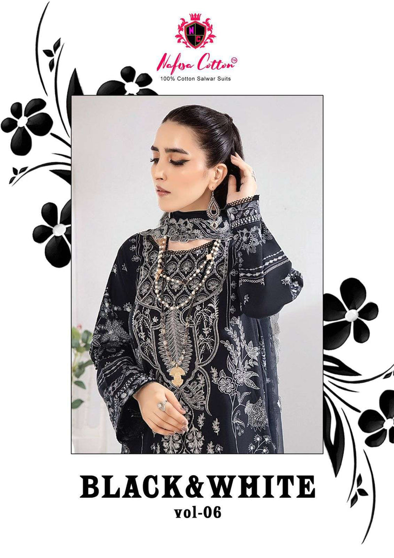 Nafisa Cotton Black & White Vol 6 Cotton Digital Karachi Printed Salwar Suit
