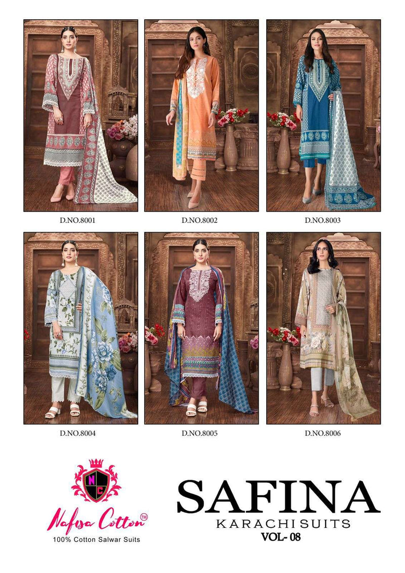 Nafisa Cotton Safina Vol 8  Cotton Digital Style Print Karachi Salwar Kameez