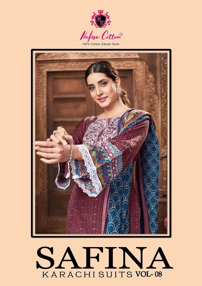 Nafisa Cotton Safina Vol 8  Cotton Digital Style Print Karachi Salwar Kameez