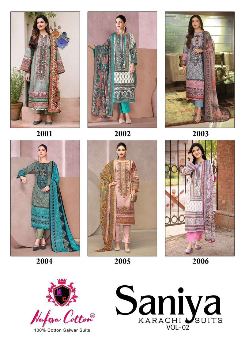 Nafisa Cotton Saniya Karachi Suits Vol 2 Pure Cotton Difital Print Salwar Suit