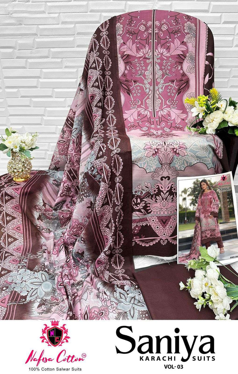 Nafisa Cotton Saniya Karachi Suits Vol 3 Soft Cotton Pakistani Suit