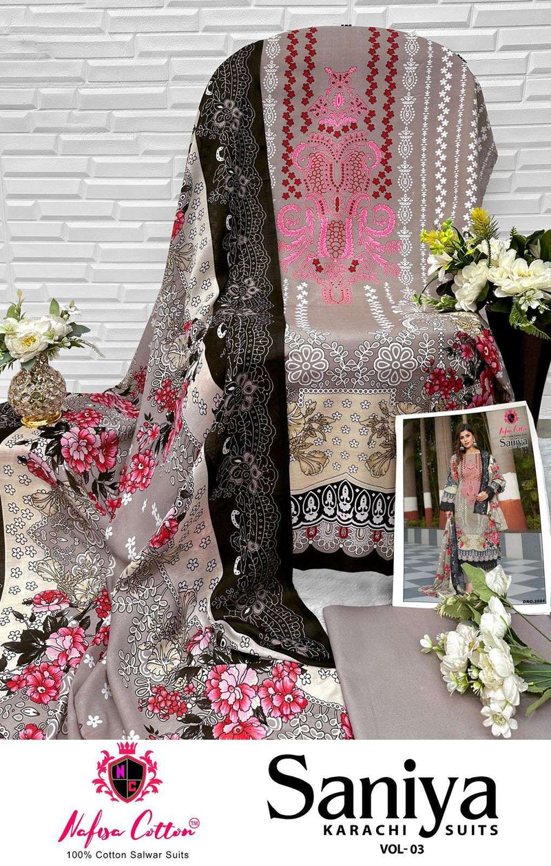 Nafisa Cotton Saniya Karachi Suits Vol 3 Soft Cotton Pakistani Suit