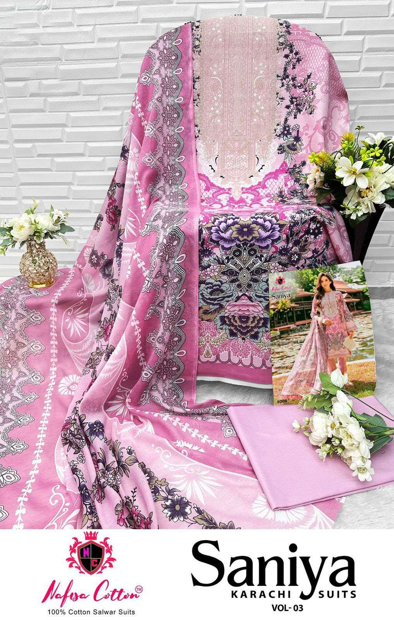 Nafisa Cotton Saniya Karachi Suits Vol 3 Soft Cotton Pakistani Suit