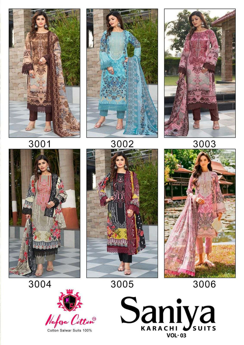Nafisa Cotton Saniya Karachi Suits Vol 3 Soft Cotton Pakistani Suit