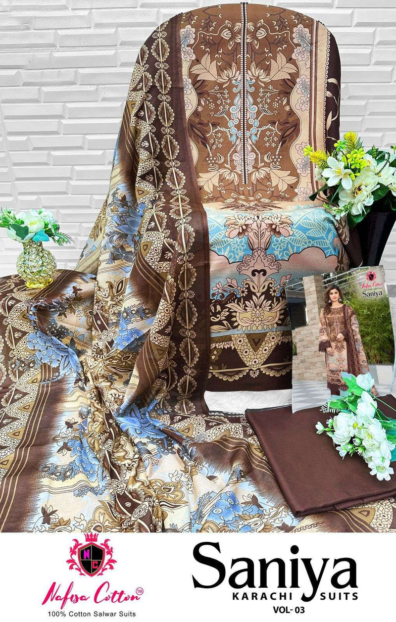 Nafisa Cotton Saniya Karachi Suits Vol 3 Soft Cotton Pakistani Suit