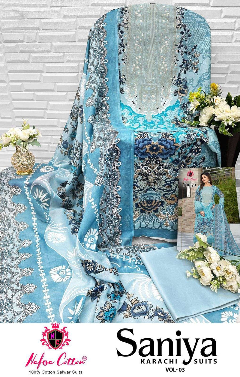 Nafisa Cotton Saniya Karachi Suits Vol 3 Soft Cotton Pakistani Suit