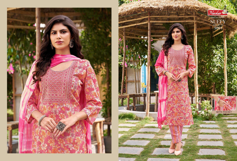 Navkar Suffy Gold Vol 5 Rayon Foil Printed Fancy Designer Combo Set Of Kurti