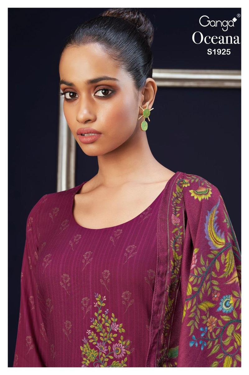 Ganga Oceana 1925 Pashmina Printed With Embroidery Work Suit Collection